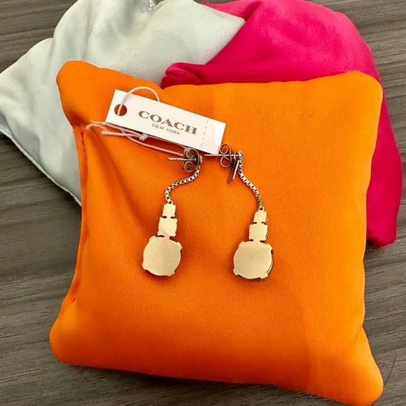 Coach Two-Tone Dangle Earrings - Picture 2 of 4
